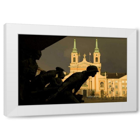 Poland, Warsaw World War II memorial silhouette White Modern Wood Framed Art Print by Zuckerman, Jim