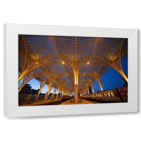 Portugal, Lisbon Architecture at a train station White Modern Wood Framed Art Print by Zuckerman, Jim