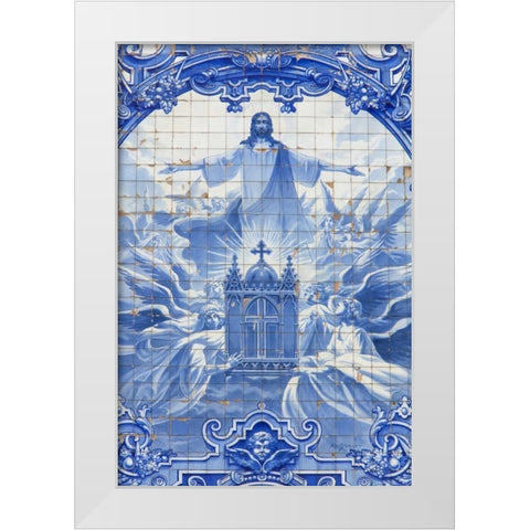 Portugal, Porto Mosaic at Santo Ildefonso Church White Modern Wood Framed Art Print by Zuckerman, Jim