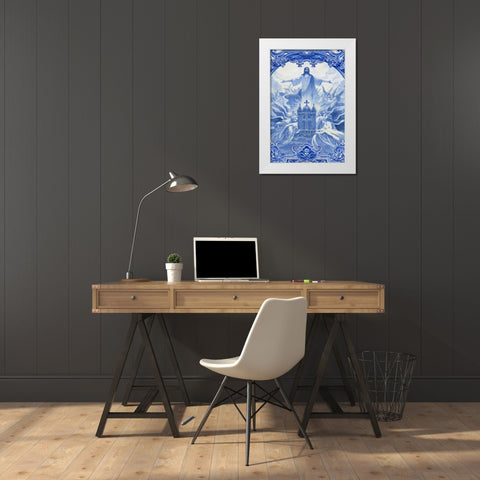 Portugal, Porto Ildefonso Church Mosaic White Modern Wood Framed Art Print by Zuckerman, Jim