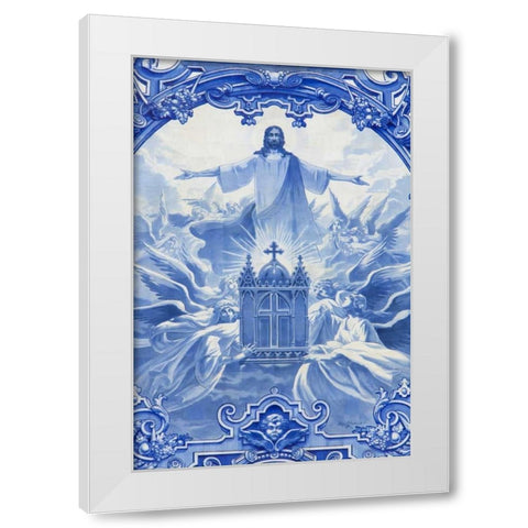 Portugal, Porto Ildefonso Church Mosaic White Modern Wood Framed Art Print by Zuckerman, Jim