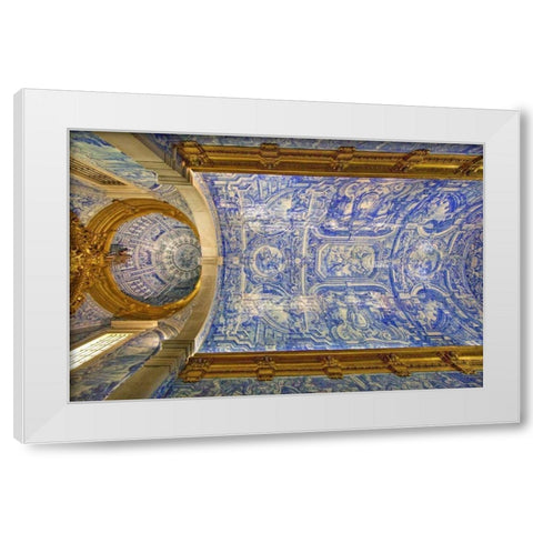 Portugal, Almancil St Lawrence Church Ceiling White Modern Wood Framed Art Print by Zuckerman, Jim