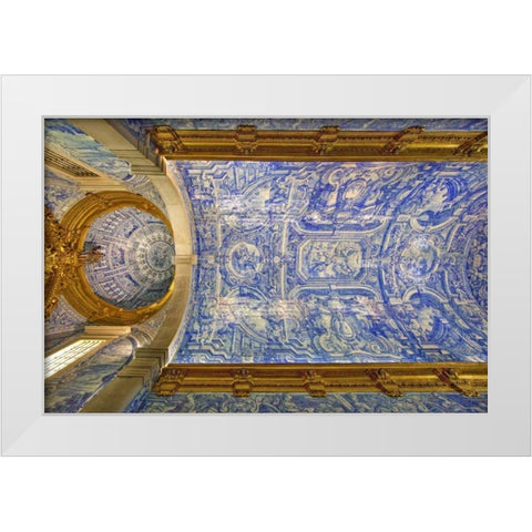 Portugal, Almancil St Lawrence Church Ceiling White Modern Wood Framed Art Print by Zuckerman, Jim