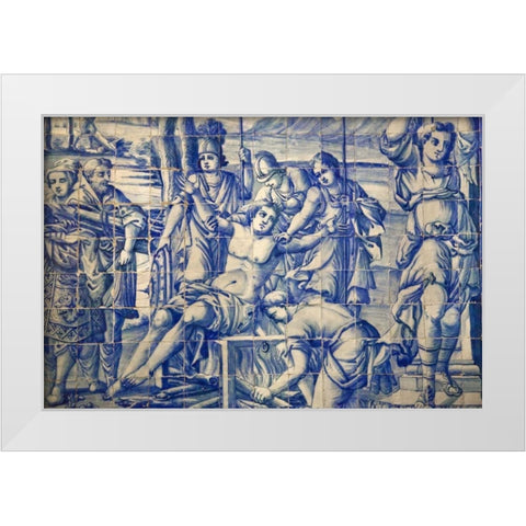 Portugal, Almancil St Lawrence Church tilework White Modern Wood Framed Art Print by Zuckerman, Jim
