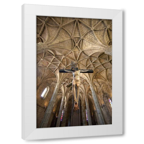 Portugal, Lisbon Jeronimos Monastery= interior White Modern Wood Framed Art Print by Zuckerman, Jim