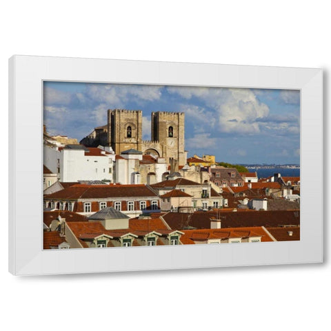 Portugal, Lisbon Lisbon Cathedral in daytime White Modern Wood Framed Art Print by Zuckerman, Jim