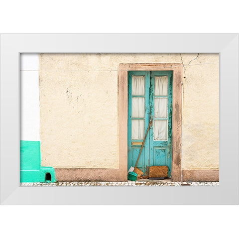 Europe-Portugal-Nazare-Weathered house exterior White Modern Wood Framed Art Print by Jaynes Gallery