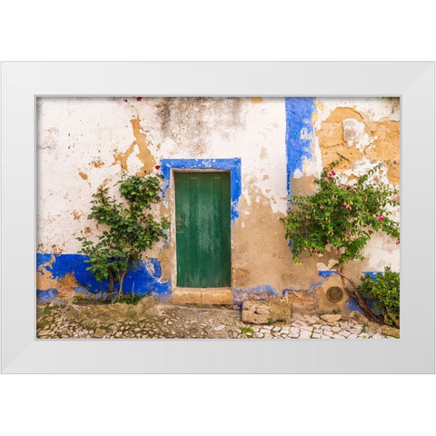 Europe-Portugal-Obidos-Weathered house exterior White Modern Wood Framed Art Print by Jaynes Gallery