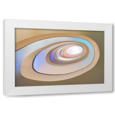 Europe-Portugal-Porto-Spiral staircase in hotel White Modern Wood Framed Art Print by Jaynes Gallery