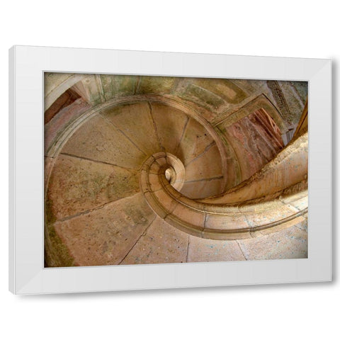 Portugal-Tomar-Stairway in the Royal Cloister of the Convent of Christ in Tomar White Modern Wood Framed Art Print by Eggers, Julie