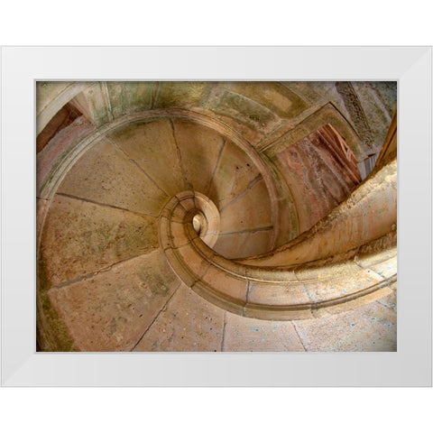 Portugal-Tomar-Stairway in the Royal Cloister of the Convent of Christ in Tomar White Modern Wood Framed Art Print by Eggers, Julie