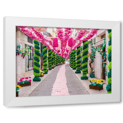 Portugal-Tomar-During the Feast of the Trays-or Festa dos Tabuleiros-the residents of each street c White Modern Wood Framed Art Print by Eggers, Julie