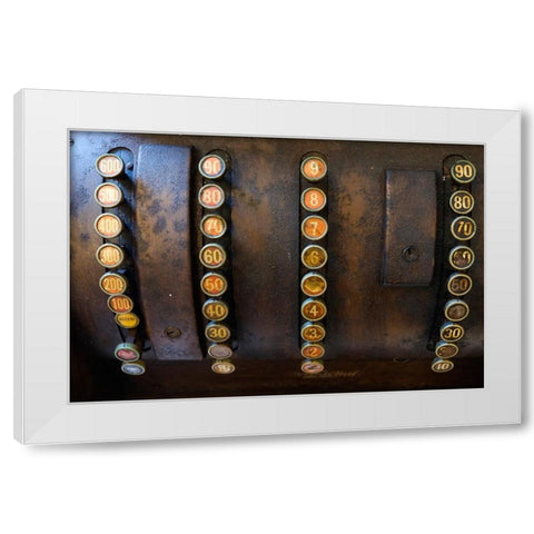 Lisbon-Portugal Antique Portuguese cash register White Modern Wood Framed Art Print by McRoberts, Julien
