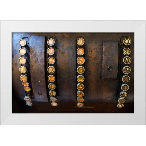Lisbon-Portugal Antique Portuguese cash register White Modern Wood Framed Art Print by McRoberts, Julien