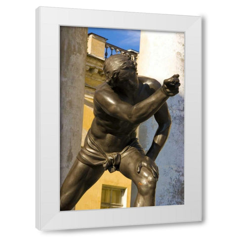 Russia, Pushkin Statue at Alexander Palace White Modern Wood Framed Art Print by Ross, Nancy ,  Steve