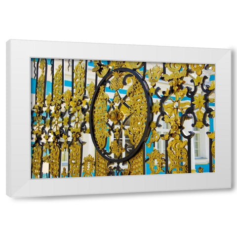 Russia, Pushkin Gate detail at Catherine Palace White Modern Wood Framed Art Print by Ross, Nancy ,  Steve
