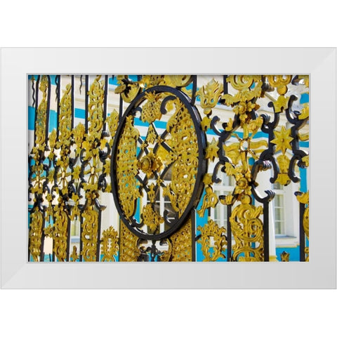 Russia, Pushkin Gate detail at Catherine Palace White Modern Wood Framed Art Print by Ross, Nancy ,  Steve