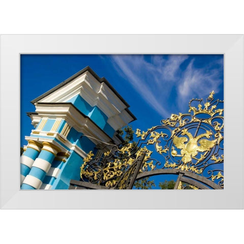 Russia, Pushkin Gate detail at Catherine Palace White Modern Wood Framed Art Print by Ross, Nancy ,  Steve