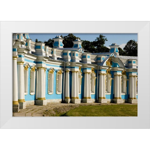 Russia, Pushkin Portion of Catherine Palace White Modern Wood Framed Art Print by Ross, Nancy ,  Steve