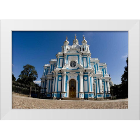 Russia, St Petersburg Smolny Cathedral White Modern Wood Framed Art Print by Ross, Nancy ,  Steve