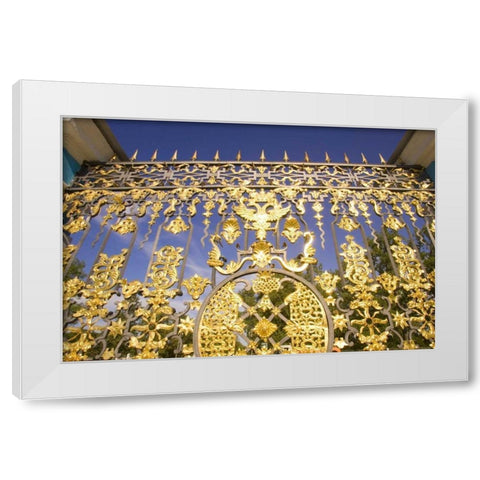 Russia, Pushkin Gate detail at Catherine Palace White Modern Wood Framed Art Print by Ross, Nancy ,  Steve