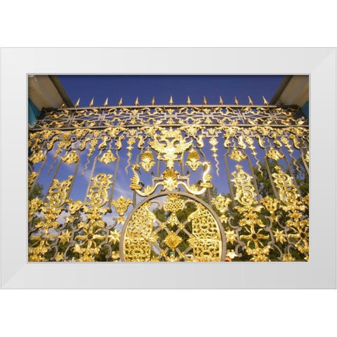 Russia, Pushkin Gate detail at Catherine Palace White Modern Wood Framed Art Print by Ross, Nancy ,  Steve