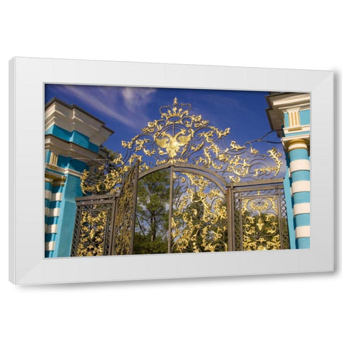 Russia, Pushkin Gate detail at Catherine Palace White Modern Wood Framed Art Print by Ross, Nancy ,  Steve