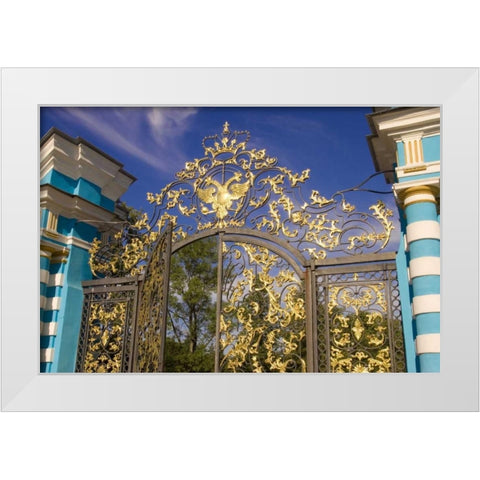 Russia, Pushkin Gate detail at Catherine Palace White Modern Wood Framed Art Print by Ross, Nancy ,  Steve