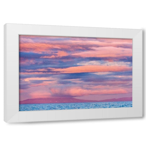 Sunset sky over the ocean-Cape Dezhnev-Bering Sea-Russian Far East White Modern Wood Framed Art Print by Su, Keren