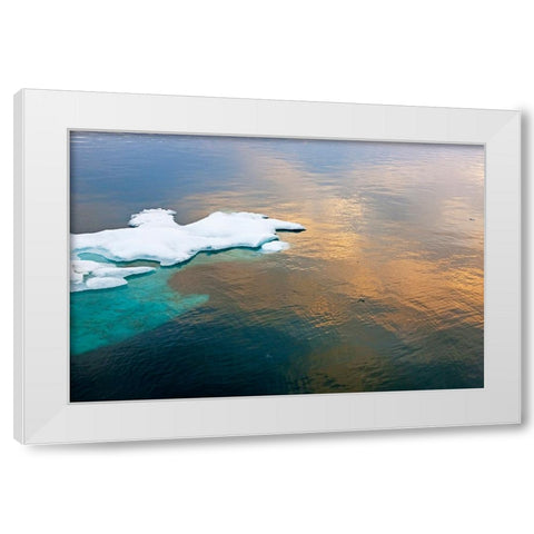 Sunset view of floating ice on Bering Sea-Russia Far East White Modern Wood Framed Art Print by Su, Keren