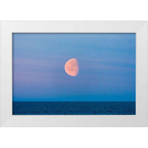 Moon over the Bering Sea-Russia Far East White Modern Wood Framed Art Print by Su, Keren