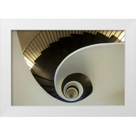 Europe Spain, Bilbao Spiral staircase White Modern Wood Framed Art Print by Zuckerman, Jim