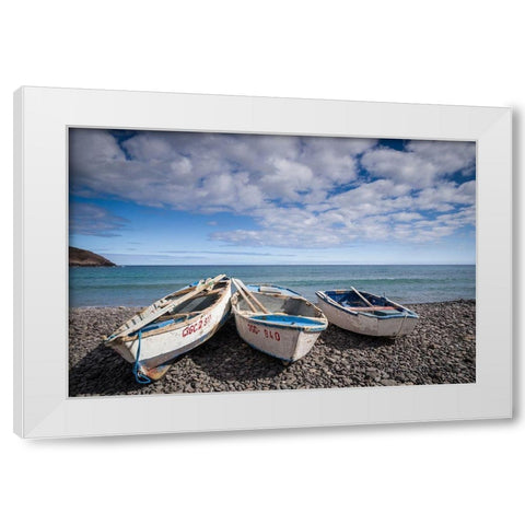 Spain-Canary Islands-Fuerteventura Island-Pozo Negro-fishing boats White Modern Wood Framed Art Print by Bibikow, Walter