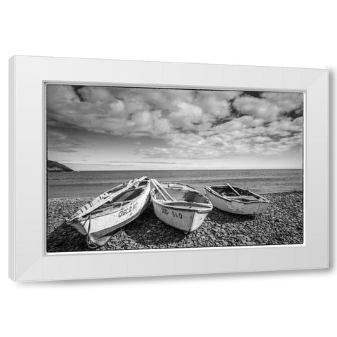 Spain-Canary Islands-Fuerteventura Island-Pozo Negro-fishing boats White Modern Wood Framed Art Print by Bibikow, Walter