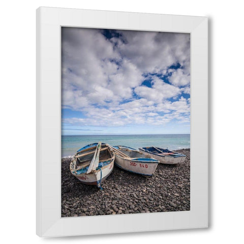 Spain-Canary Islands-Fuerteventura Island-Pozo Negro-fishing boats White Modern Wood Framed Art Print by Bibikow, Walter
