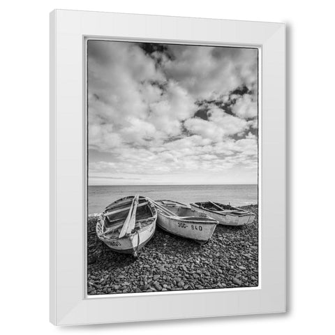 Spain-Canary Islands-Fuerteventura Island-Pozo Negro-fishing boats White Modern Wood Framed Art Print by Bibikow, Walter
