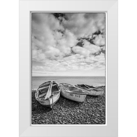 Spain-Canary Islands-Fuerteventura Island-Pozo Negro-fishing boats White Modern Wood Framed Art Print by Bibikow, Walter