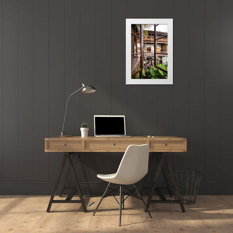 Spain-Canary Islands-Tenerife Island-La Orotava-Casa de los Balcones-traditional Canarian house White Modern Wood Framed Art Print by Bibikow, Walter