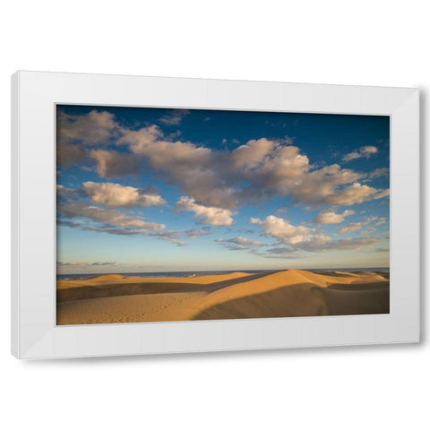 Spain-Canary Islands-Gran Canaria Island-Maspalomas-Maspalomas Dunes National Park White Modern Wood Framed Art Print by Bibikow, Walter