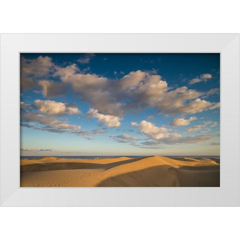 Spain-Canary Islands-Gran Canaria Island-Maspalomas-Maspalomas Dunes National Park White Modern Wood Framed Art Print by Bibikow, Walter