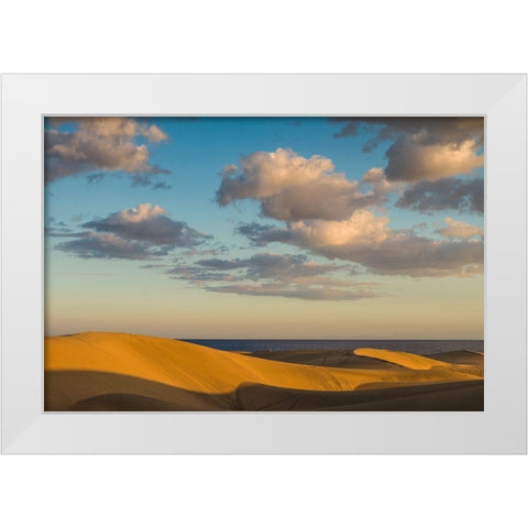 Spain-Canary Islands-Gran Canaria Island-Maspalomas-Maspalomas Dunes National Park White Modern Wood Framed Art Print by Bibikow, Walter