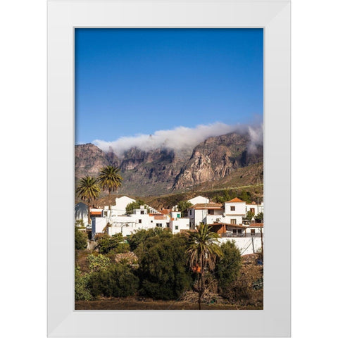 Spain-Canary Islands-Gran Canaria Island-Santa Lucia de Tirajana-town view White Modern Wood Framed Art Print by Bibikow, Walter