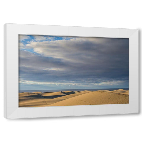 Spain-Canary Islands-Gran Canaria Island-Maspalomas-Maspalomas Dunes National Park White Modern Wood Framed Art Print by Bibikow, Walter