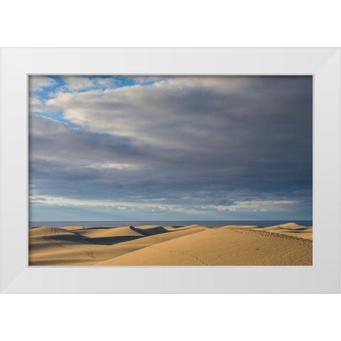 Spain-Canary Islands-Gran Canaria Island-Maspalomas-Maspalomas Dunes National Park White Modern Wood Framed Art Print by Bibikow, Walter