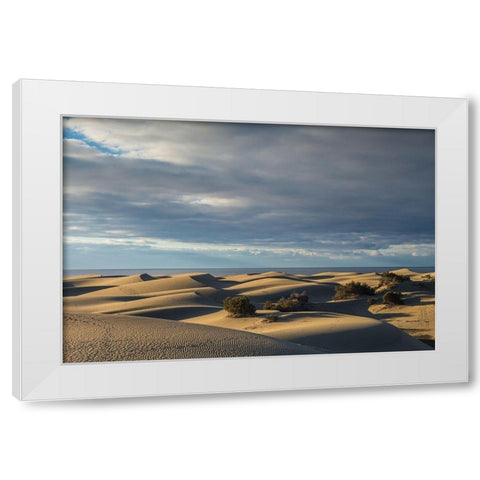 Spain-Canary Islands-Gran Canaria Island-Maspalomas-Maspalomas Dunes National Park White Modern Wood Framed Art Print by Bibikow, Walter