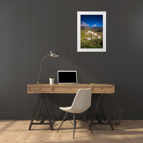Spain-Canary Islands-Gran Canaria Island-San Bartolome de Tirajana-high angle view of town White Modern Wood Framed Art Print by Bibikow, Walter