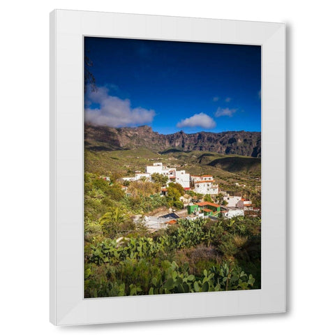 Spain-Canary Islands-Gran Canaria Island-San Bartolome de Tirajana-high angle view of town White Modern Wood Framed Art Print by Bibikow, Walter