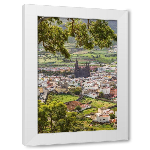 Spain-Canary Islands-Gran Canaria Island-Arucas-high angle view of town White Modern Wood Framed Art Print by Bibikow, Walter