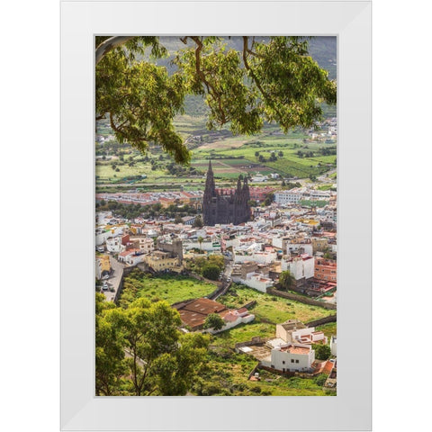 Spain-Canary Islands-Gran Canaria Island-Arucas-high angle view of town White Modern Wood Framed Art Print by Bibikow, Walter