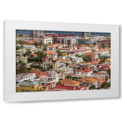 Spain-Canary Islands-Gran Canaria Island-Las Palmas de Gran Canaria-high angle view of city White Modern Wood Framed Art Print by Bibikow, Walter